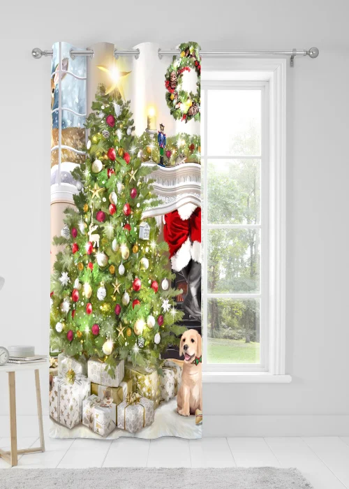 Fusion Christmas Tree Eyelet Single Panel Door Curtain - One Size Image 3