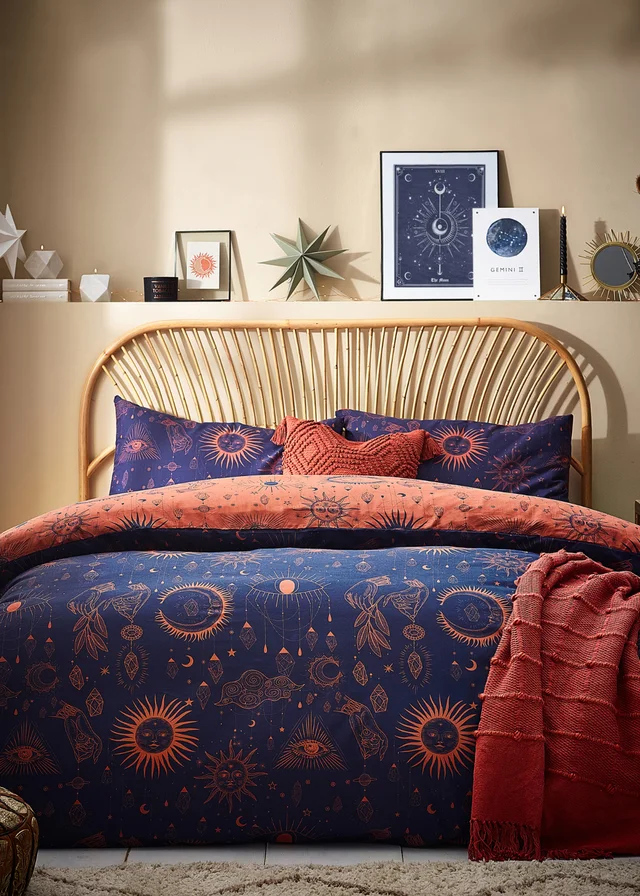 furn. Constellation Celestial Duvet Cover Set Bronze/Navy