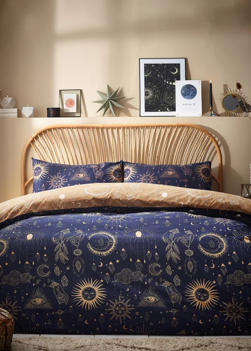 furn. Constellation Celestial Duvet Cover Set Gold/Navy - Single Image 2