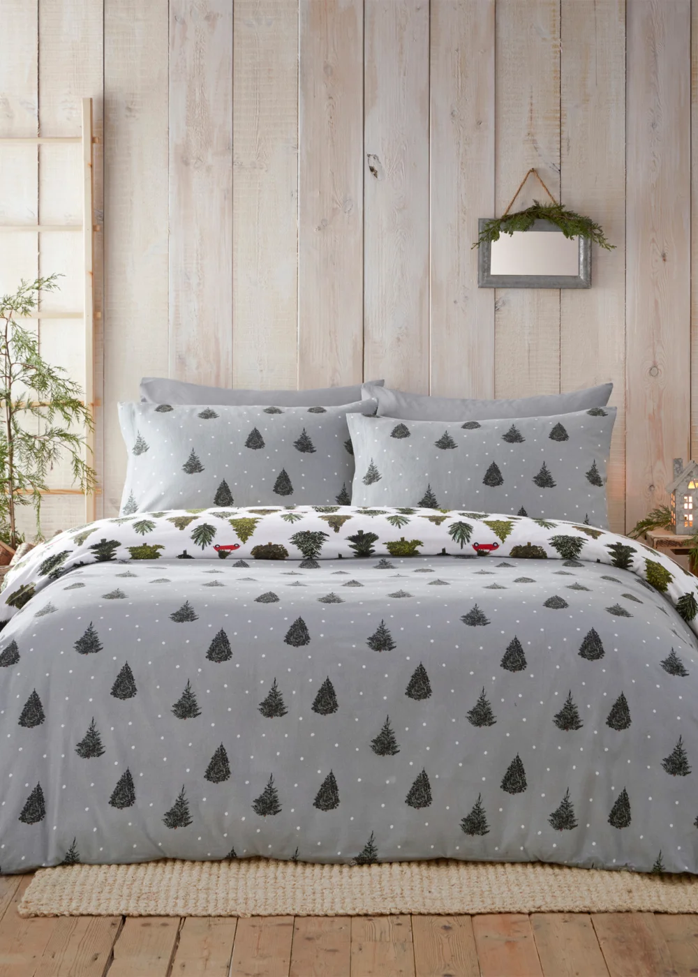 furn. Evergreen Brushed Cotton Reversible Duvet Cover Set - Single Image 5
