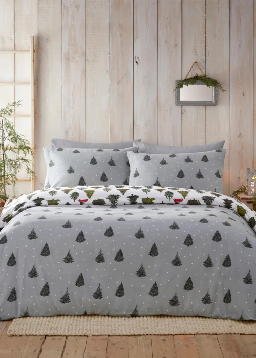furn. Evergreen Brushed Cotton Reversible Duvet Cover Set - Single Image 5