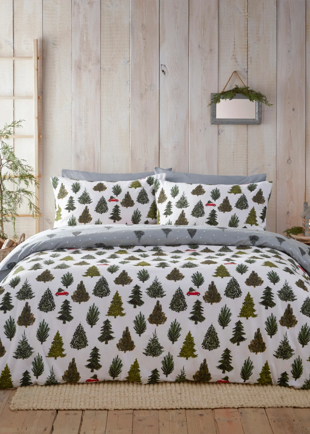 furn. Evergreen Brushed Cotton Reversible Duvet Cover Set - Single Image 4
