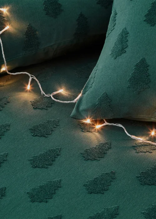 furn. Tufted Tree 100% Cotton Duvet Cover Set Pine Green - Single Image 4