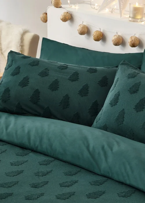 furn. Tufted Tree 100% Cotton Duvet Cover Set Pine Green - Single Image 3