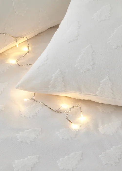 furn. Tufted Tree 100% Cotton Duvet Cover Set Snow - Single Image 4