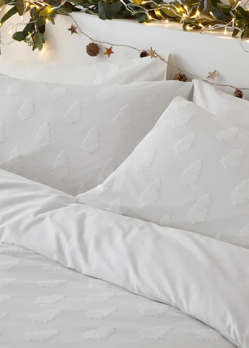 furn. Tufted Tree 100% Cotton Duvet Cover Set Snow - Single Image 3