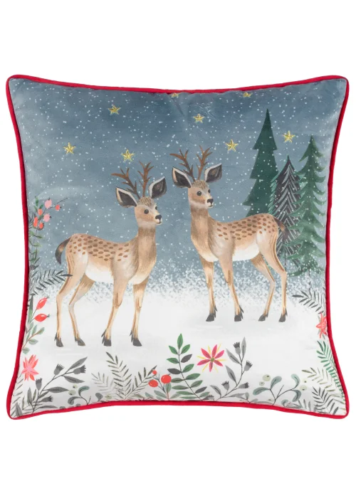 furn. Ditsy Festive Reindeer Filled Cushion (43cm x 43cm x 8cm) - One Size Image 1