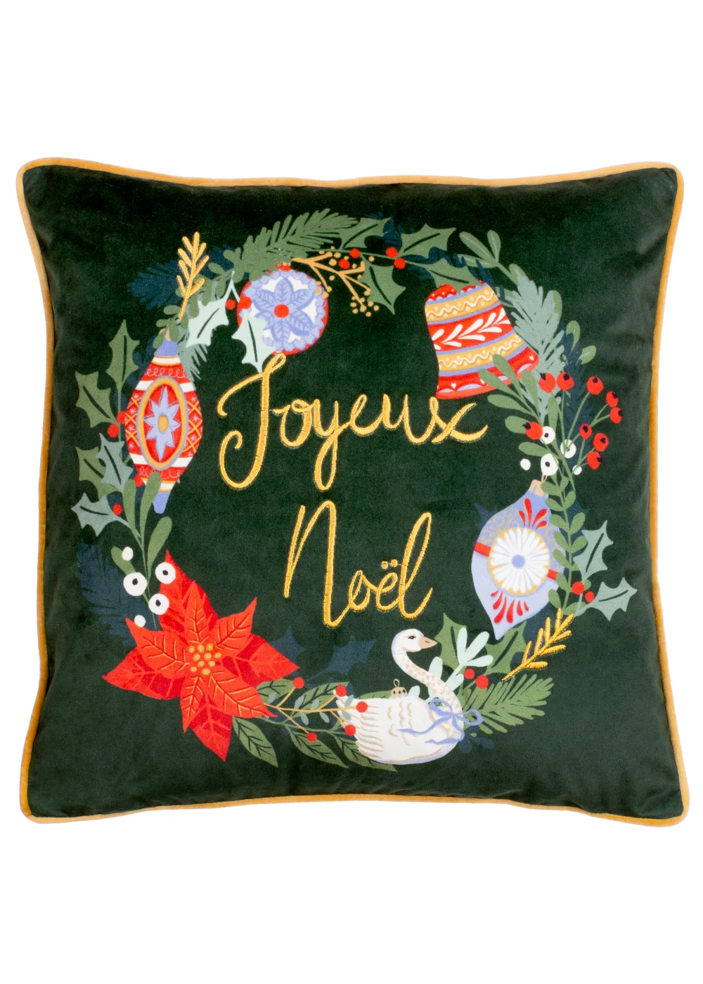 furn. Deck The Halls Embroidered Filled Cushion (43cm x 43cm x 8cm) - One Size Image 1