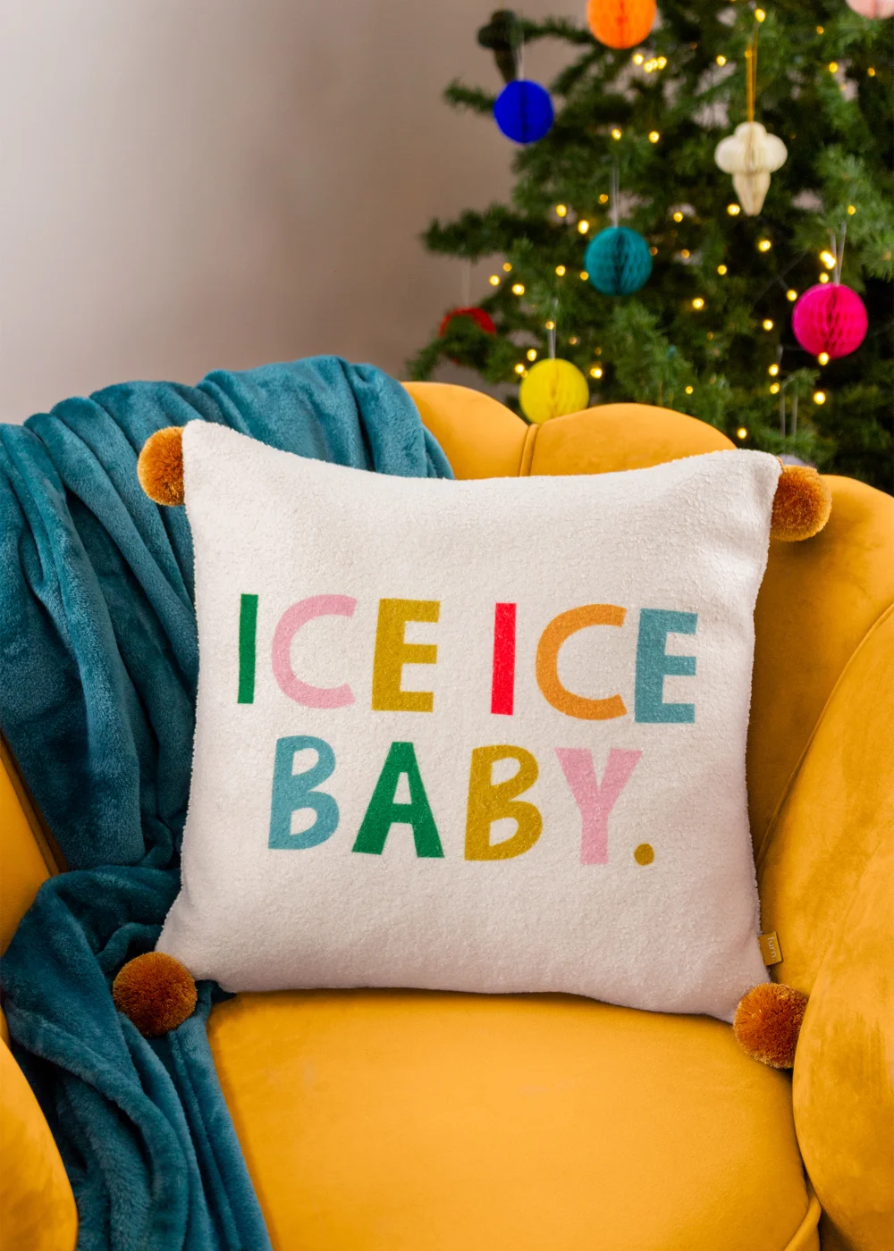 furn. Pom-Poms Ice Ice Baby Filled Cushion (43cm x 43cm x 8cm) - One Size Image 4