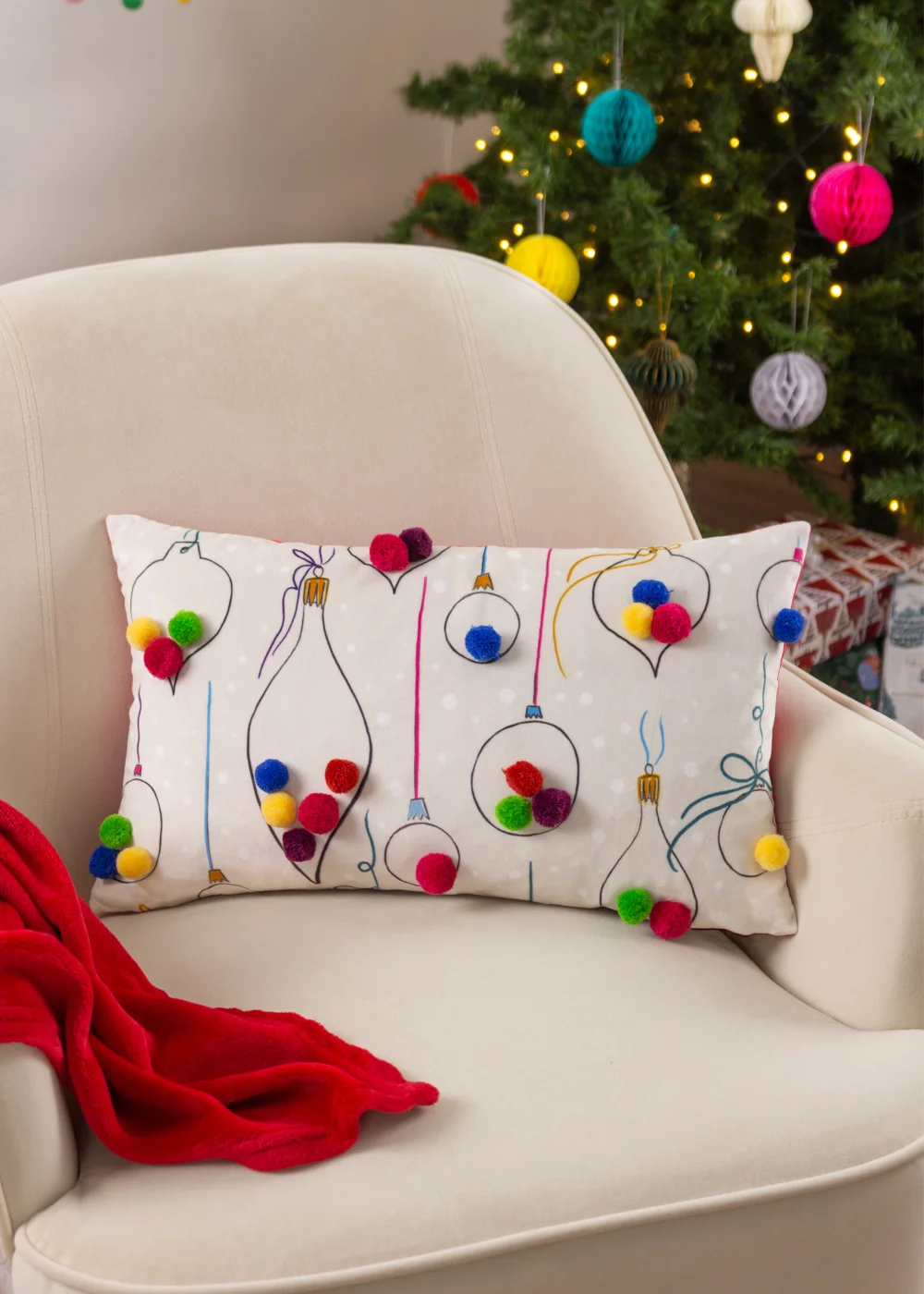 Heya Home Festive-Val Baubles Filled Cushion (30cm x 50cm x 8cm) - One Size Image 5