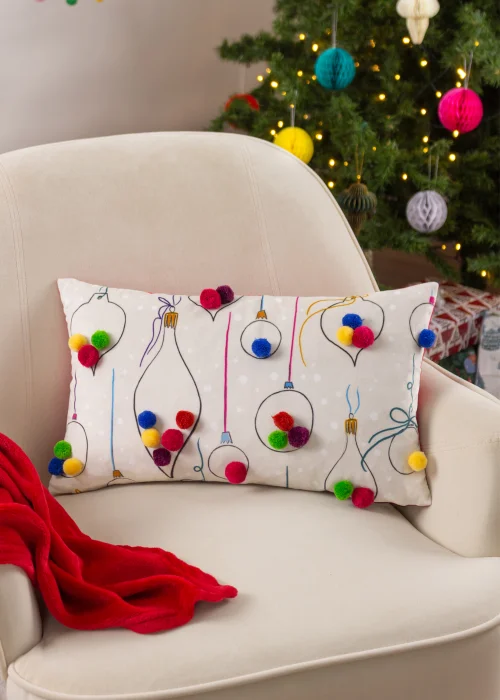 Heya Home Festive-Val Baubles Filled Cushion (30cm x 50cm x 8cm) - One Size Image 5