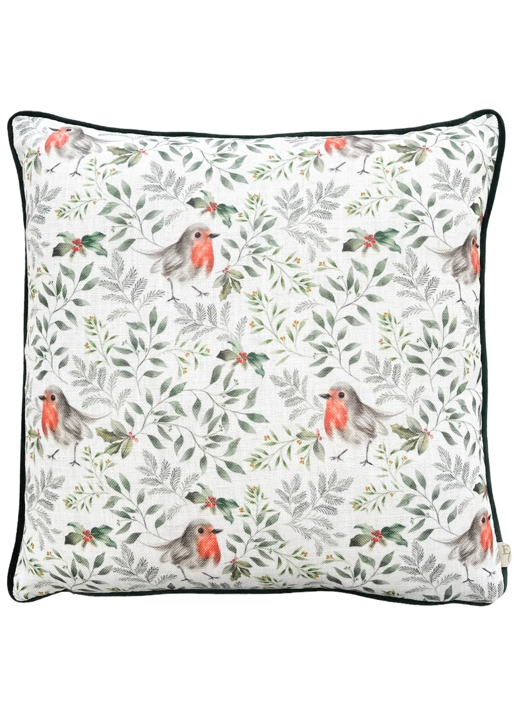 Evans Lichfield Festive Robin Repeat Filled Cushion (43cm x 43cm x 8cm) - One Size Image 2
