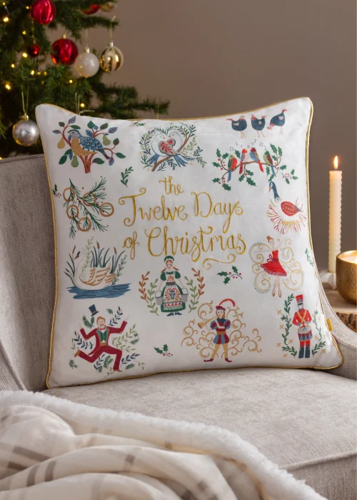 furn. Twelve Days Of Christmas Filled Cushion (50cm x 50cm x 8cm) - One Size Image 5