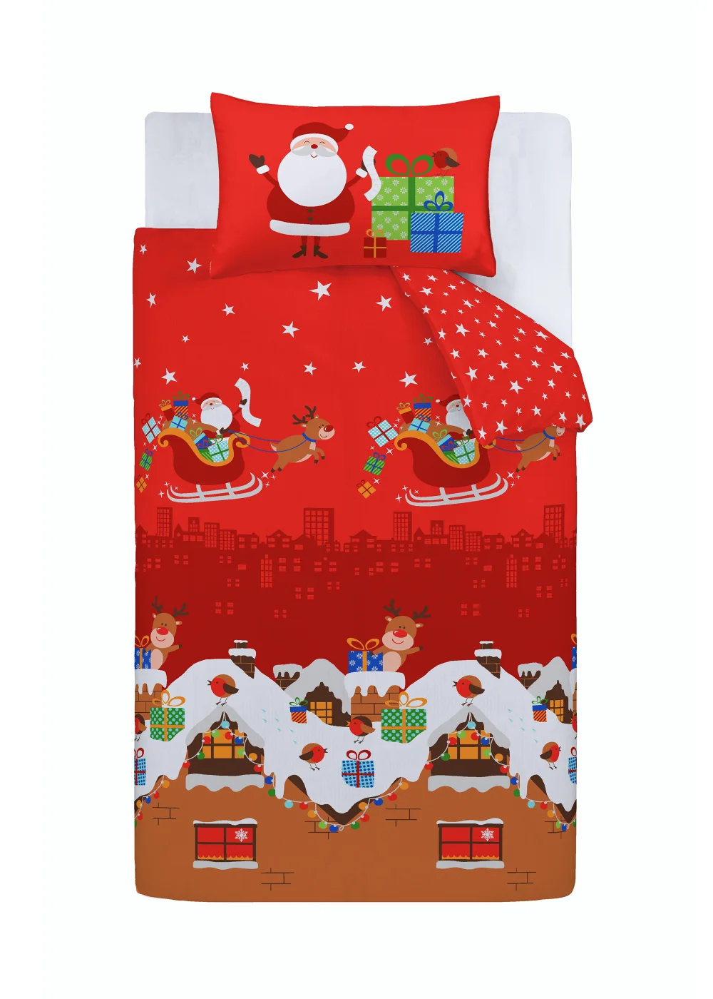 Catherine Lansfield Santa's Christmas Presents Reversible Duvet Cover Set - Single Image 2