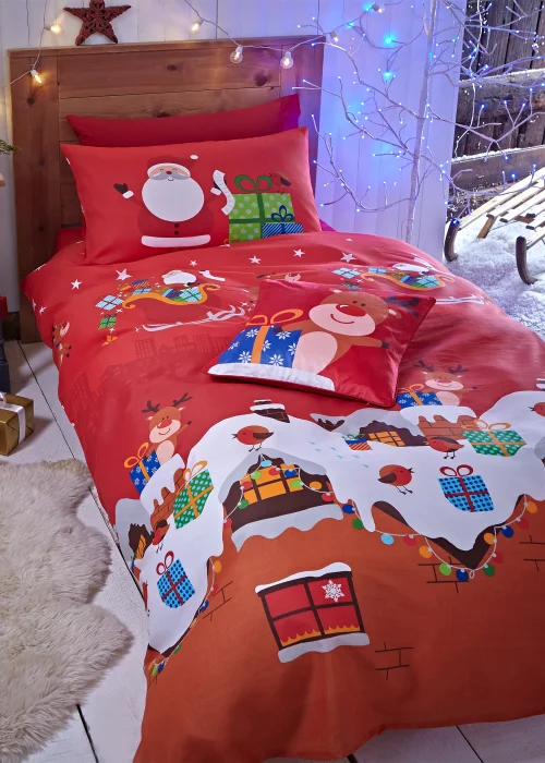 Catherine Lansfield Santa's Christmas Presents Reversible Duvet Cover Set - Single Image 1