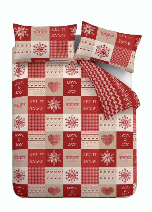 Catherine Lansfield Christmas Let It Snow Reversible Duvet Cover Set - Single Image 3