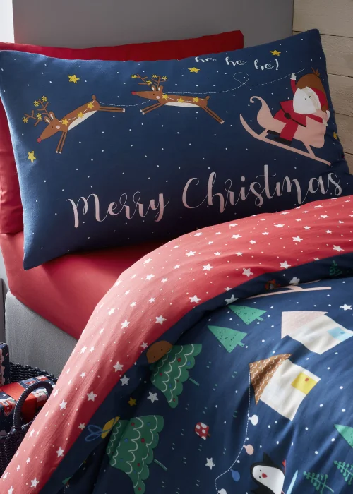 Catherine Lansfield Kids Bedding Santa's Christmas Wonderland Glow in the Dark Duvet Cover Set - Single Image 3