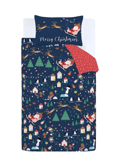Catherine Lansfield Kids Bedding Santa's Christmas Wonderland Glow in the Dark Duvet Cover Set - Single Image 5