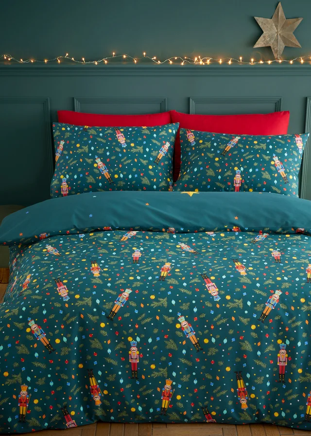 Catherine Lansfield Christmas Nutcracker Reversible Duvet Cover Set