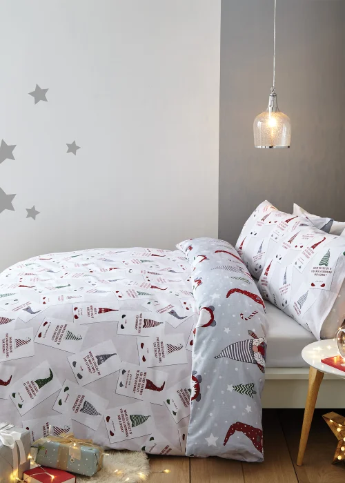 Catherine Lansfield Kids Brushed Cotton Christmas Gonk Reversible Duvet Cover Set - Single Image 2