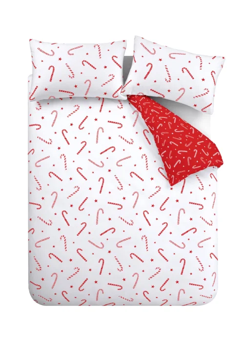 Catherine Lansfield Christmas Candy Cane Reversible Duvet Cover Set - Single Image 5