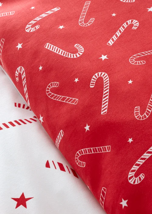 Catherine Lansfield Christmas Candy Cane Reversible Duvet Cover Set - Single Image 4
