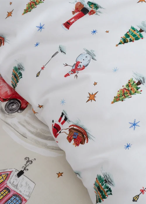 Catherine Lansfield Christmas Town Reversible Duvet Cover Set Neutral - Single Image 4