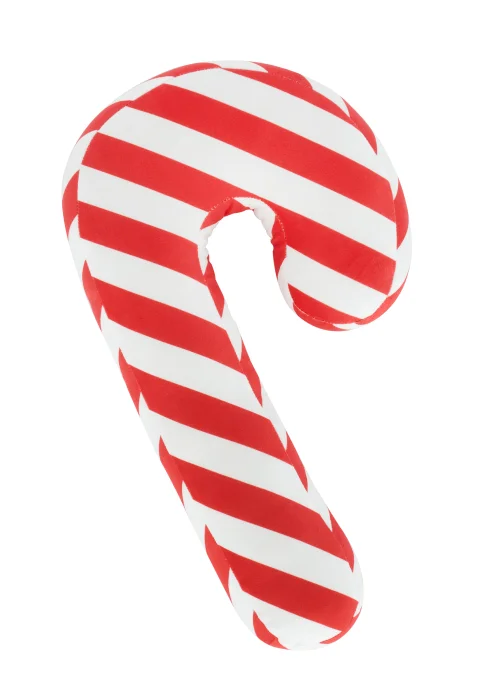 Catherine Lansfield Christmas Candy Cane Fleece Shaped Cushion (40x23cm) - One Size Image 3