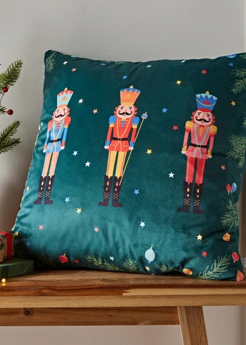 Catherine Lansfield Christmas Nutcracker Soft Touch Light Up Cushion (45x45cm) - One Size Image 2