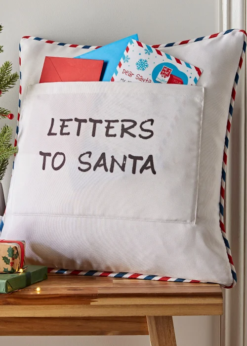 Catherine Lansfield Letters To Santa Cushion with pocket (43x43cm) - One Size Image 2