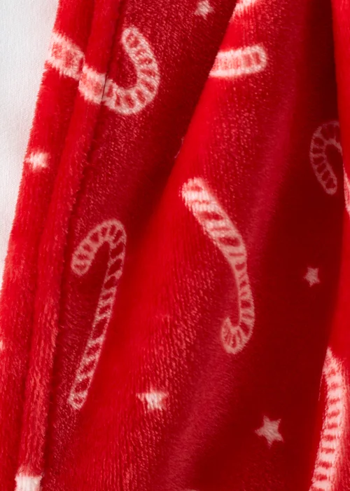 Catherine Lansfield Christmas Candy Cane Fleece Blanket Throw - One Size Image 2