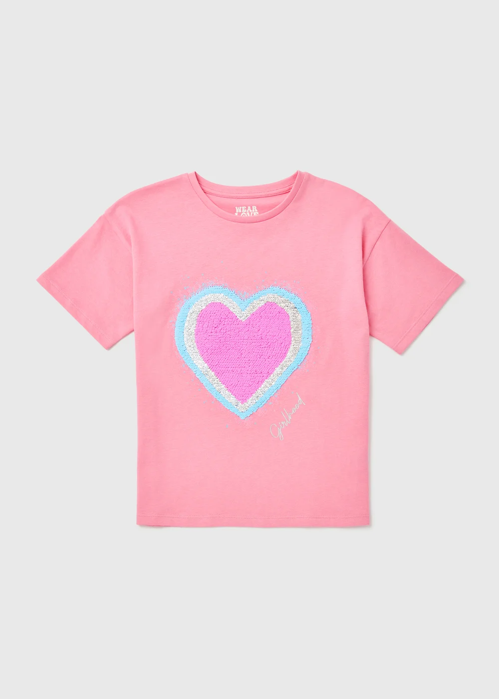 Girls Pink Sequin Heart T-Shirt (4-13yrs) - 4 Yrs Image 1