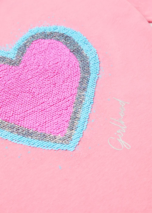 Girls Pink Sequin Heart T-Shirt (4-13yrs) - 4 Yrs Image 2