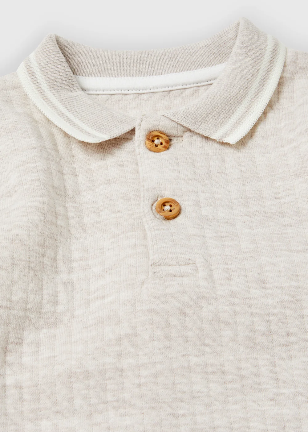 Baby Beige Quilted Polo Shirt & Leggings Set (Newborn-23mths) - 0-3 months Image 2
