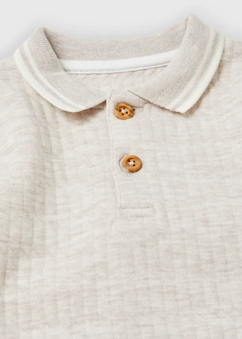 Baby Beige Quilted Polo Shirt & Leggings Set (Newborn-23mths) - 0-3 months Image 2