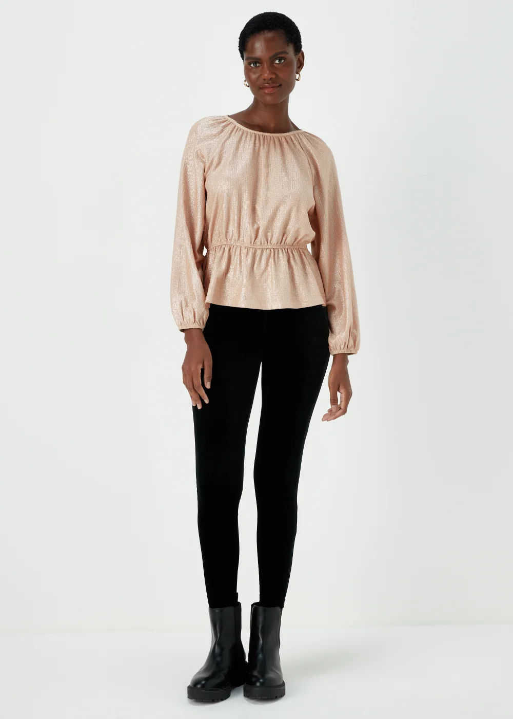 Cream Long Sleeve Volume Top - Small Image 1