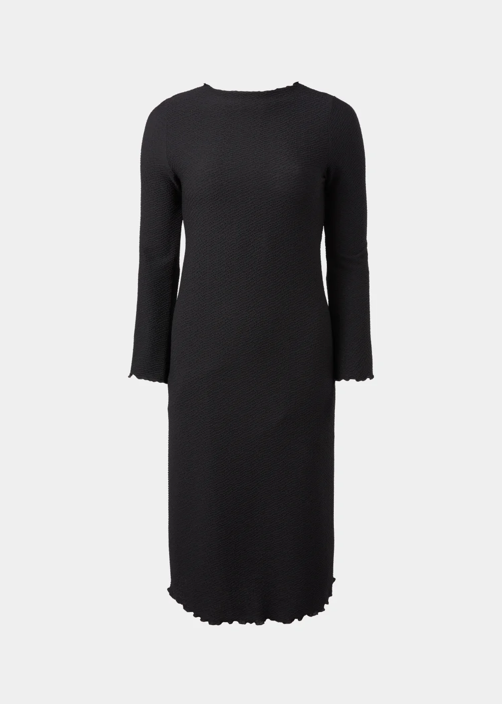 Black Textured Midi Dress - 8 Image 5