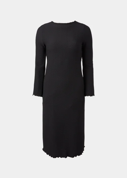 Black Textured Midi Dress - 8 Image 5