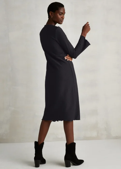 Black Textured Midi Dress - 8 Image 2