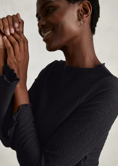 Black Textured Midi Dress - 8 Image 3