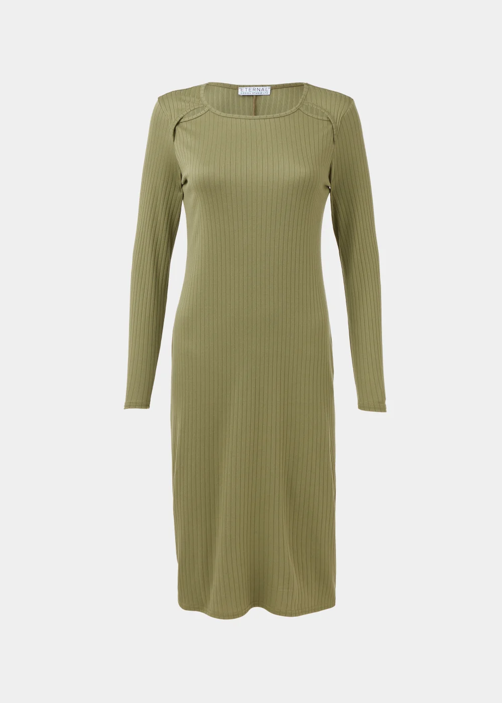 Khaki Cut Out Ribbed Midi Dress - 8 Image 5