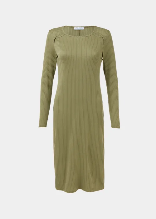 Khaki Cut Out Ribbed Midi Dress - 8 Image 5
