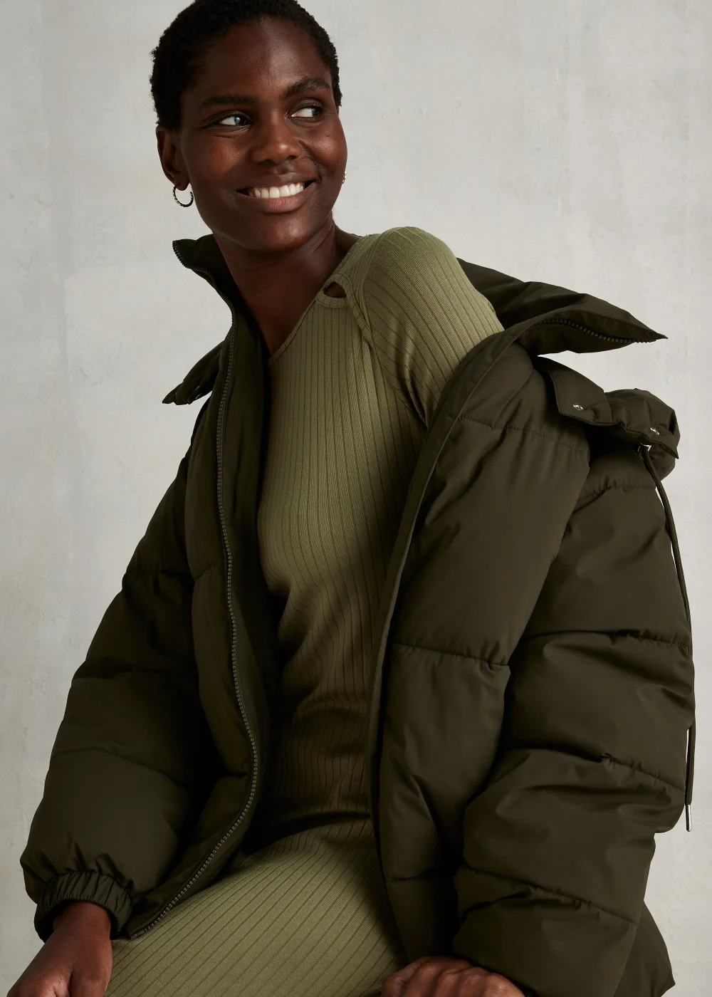 Khaki Cut Out Ribbed Midi Dress - 8 Image 4