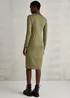 Khaki Cut Out Ribbed Midi Dress - 8 Image 2