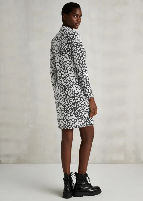 Monochrome Leopard Print High Neck Mini Dress - 8 Image 2