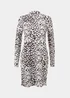 Monochrome Leopard Print High Neck Mini Dress - 8 Image 5
