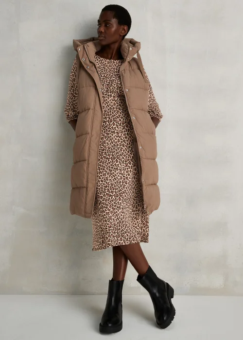 Brown Leopard Print 3/4 Sleeve Midi Dress - 8 Image 4