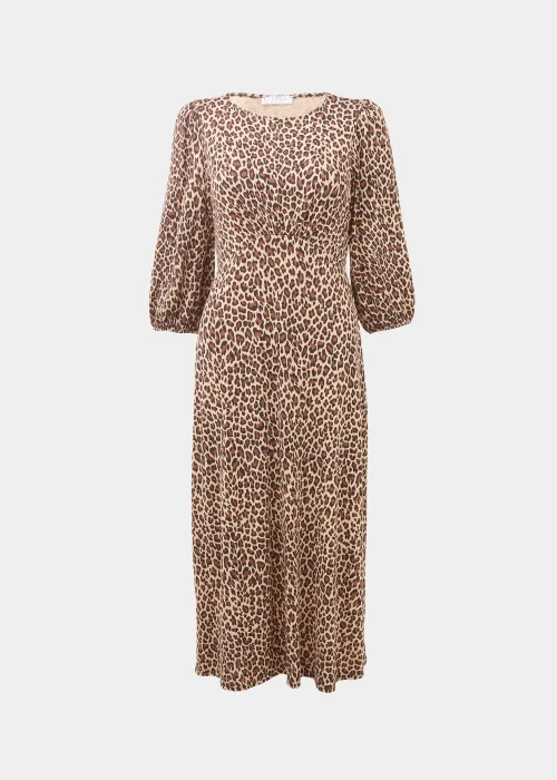 Brown Leopard Print 3/4 Sleeve Midi Dress - 8 Image 5