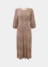 Brown Leopard Print 3/4 Sleeve Midi Dress - 8 Image 5