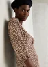 Brown Leopard Print 3/4 Sleeve Midi Dress - 8 Image 3